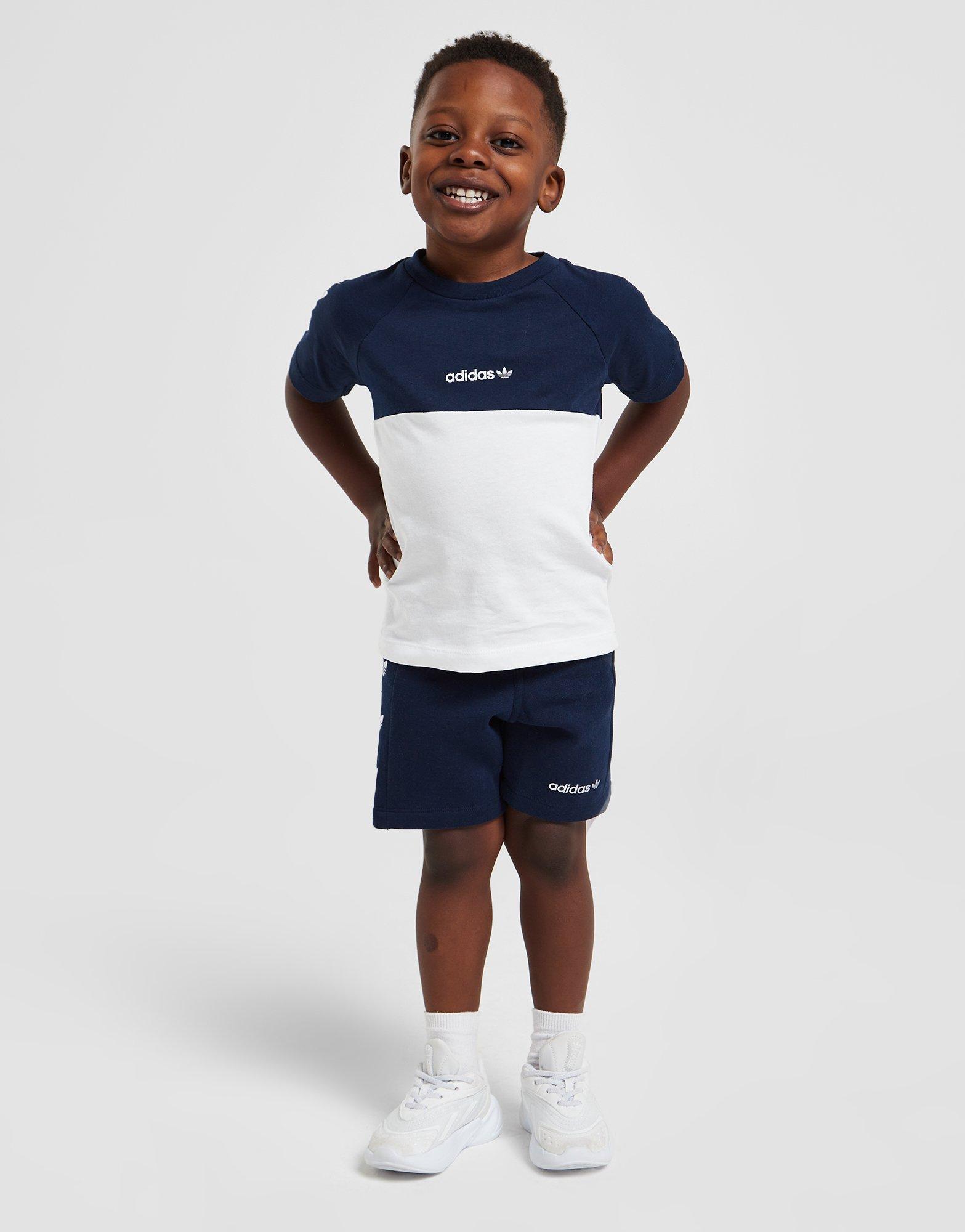 Detské tričko ADIDAS TRIČKO REPEAT TREFOIL T-SHORT/SHORTS SET HG3142 Tmavomodrá