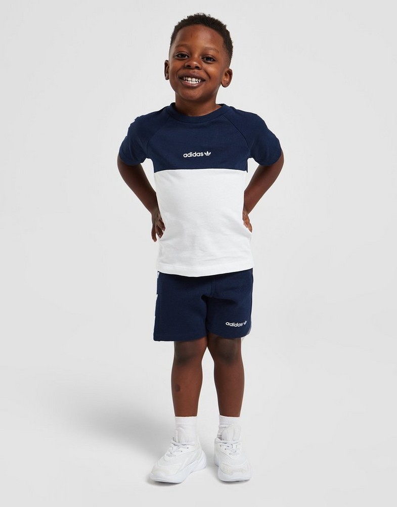 Detské tričko ADIDAS TRIČKO REPEAT TREFOIL T-SHORT/SHORTS SET HG3142 Tmavomodrá