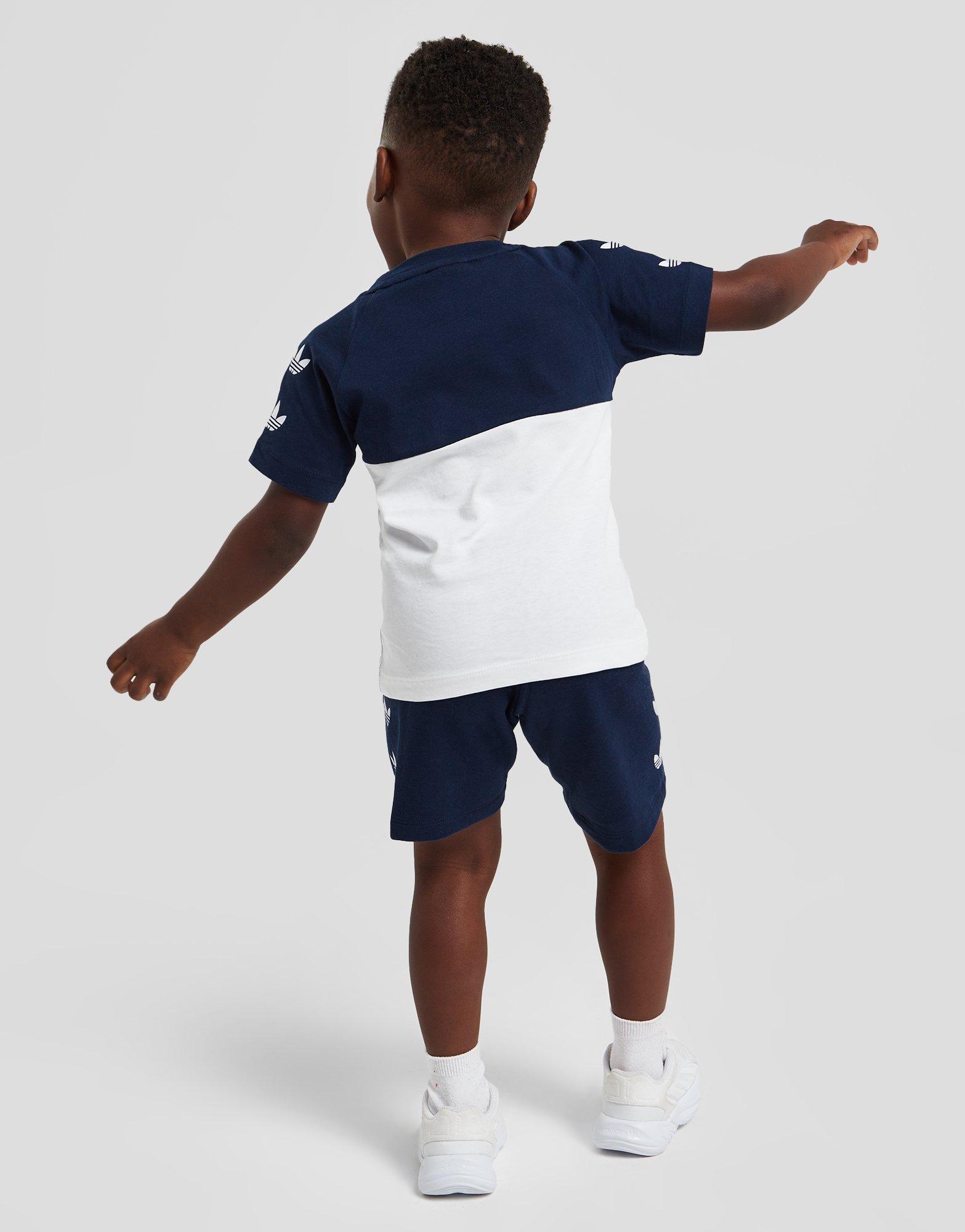 Detské tričko ADIDAS TRIČKO REPEAT TREFOIL T-SHORT/SHORTS SET HG3142 Tmavomodrá