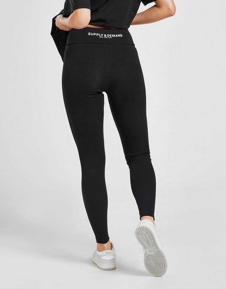 Legginsy damskie SUPPLY & DEMAND LEGGINGS HIGH WAIST RIBBED SUPTW15684BLK Czarny