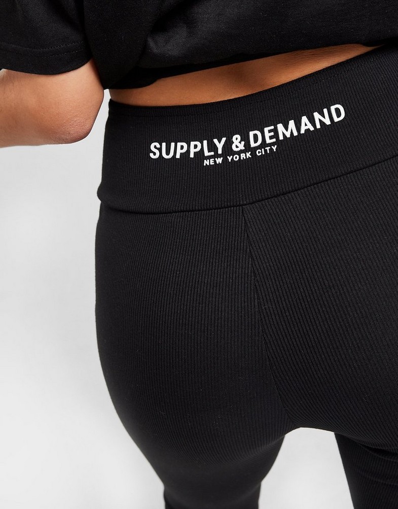 Legginsy damskie SUPPLY & DEMAND LEGGINGS HIGH WAIST RIBBED SUPTW15684BLK Czarny