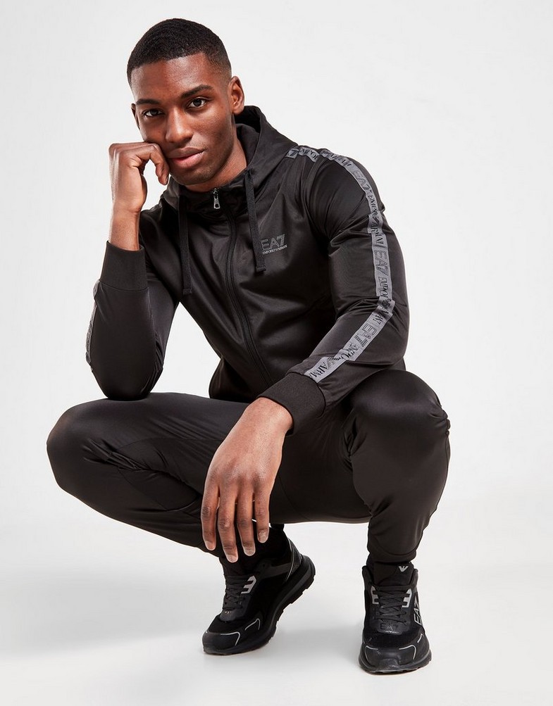 Komplet dresowy męski EMPORIO ARMANI DRES GRAIN TAPE POLY TRACKSUIT PJ08Z3LPVJ01200 Czarny