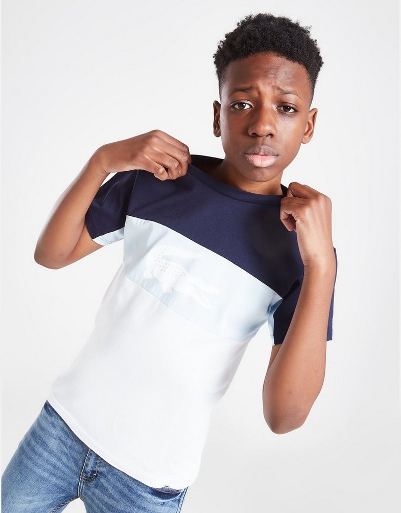 Gyerek póló LACOSTE PÓLÓCUT AND SEW TEE NVY/WH TJ69521WC Sötétkék