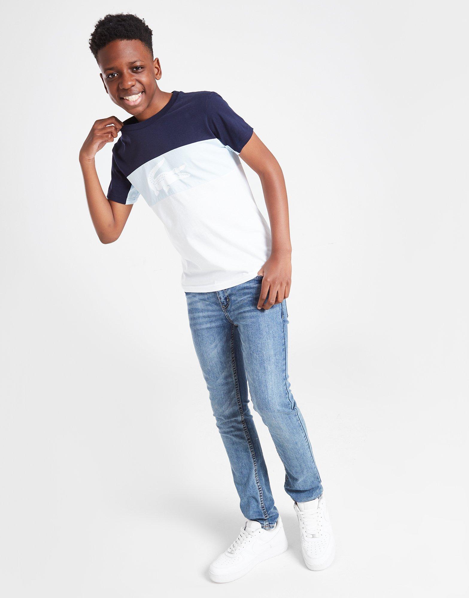 Detské tričko LACOSTE TRIČKOCUT AND SEW TEE NVY/WH TJ69521WC Tmavomodrá