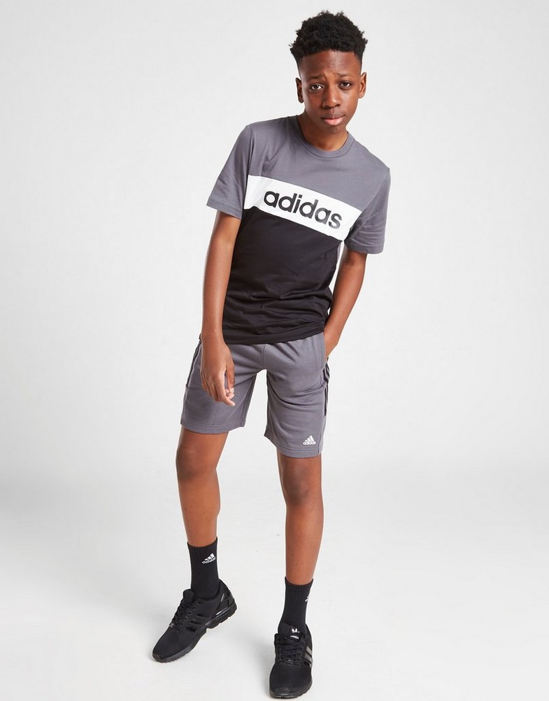 Gyerek póló ADIDAS PÓLÓ CENTRAL PANEL PÓLÓ JUNIOR SPLITTEEDGBLK Szürke