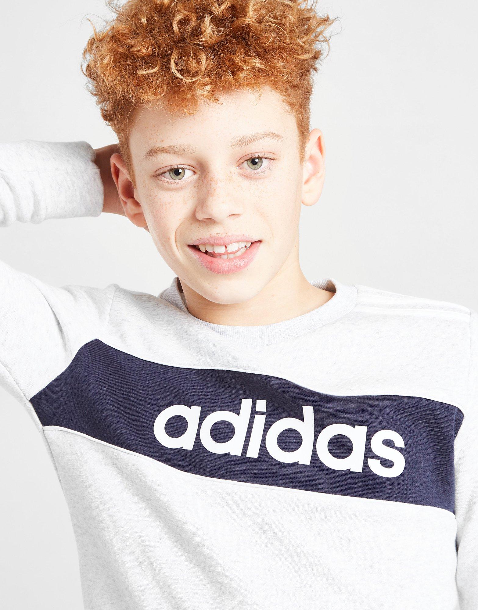 Detská mikina ADIDAS MIKINA CENTRAL PANEL CREW SPLITCRWLGRY Sivá