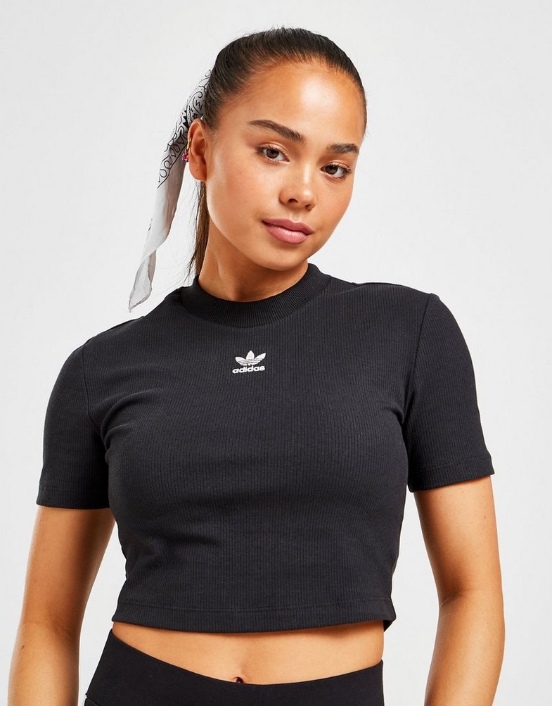 ADIDAS T-SHIRT TREF ESS RIB CRP BLK HF3395 | kolor Czarny ▷ Damskie Ubrania  w JD Sports