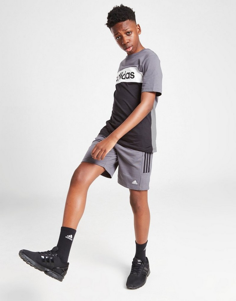 Detské krátke nohavice ADIDAS ŠORTKY  PANEL SHORTS SPLITSHTDGBLK Sivá