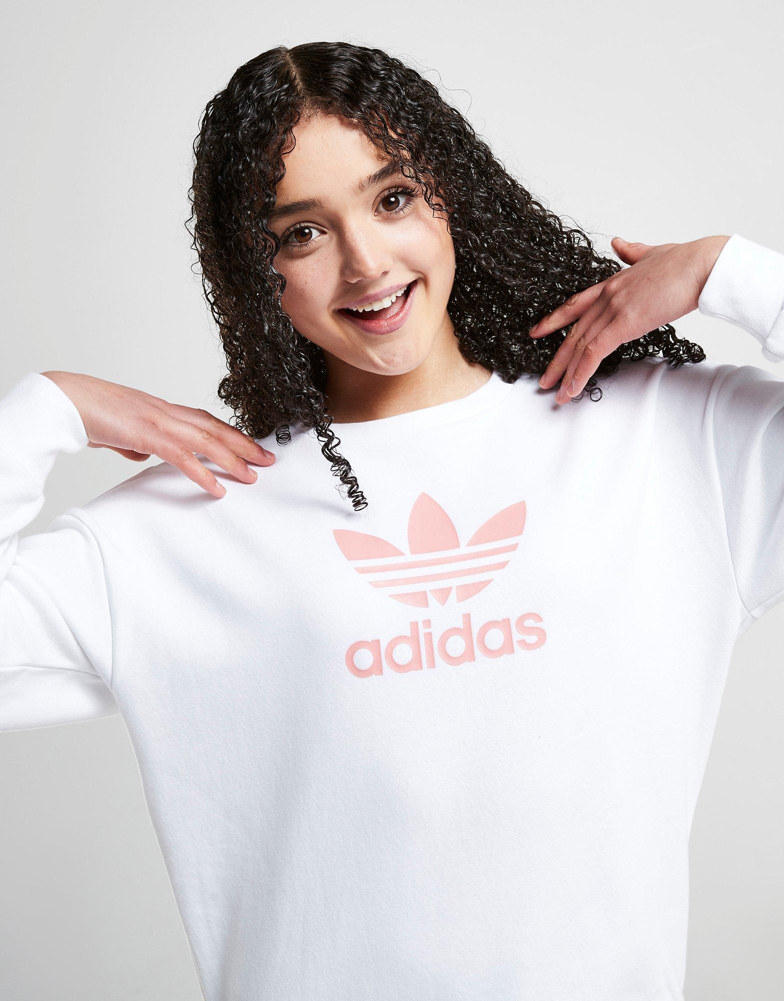 Detská mikina ADIDAS GIRLS' TREFOIL BOYFRIEND CREW SWEATSHIRT  655430 Biela
