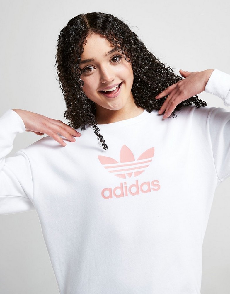 Bluză pentru copii ADIDAS GIRLS' TREFOIL BOYFRIEND CREW SWEATSHIRT  655430 Alb