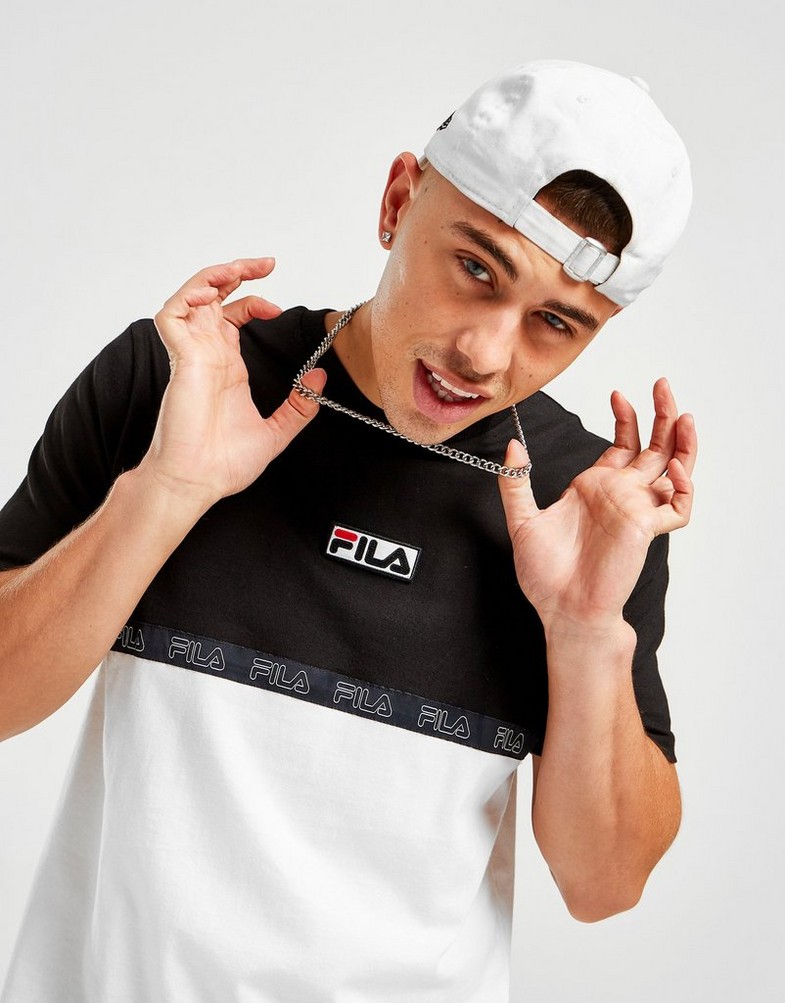 Koszulka, t-shirt męski FILA T-SHIRT CAFARO TAPE T-SHIRT SS22JDM003BLK Czarny