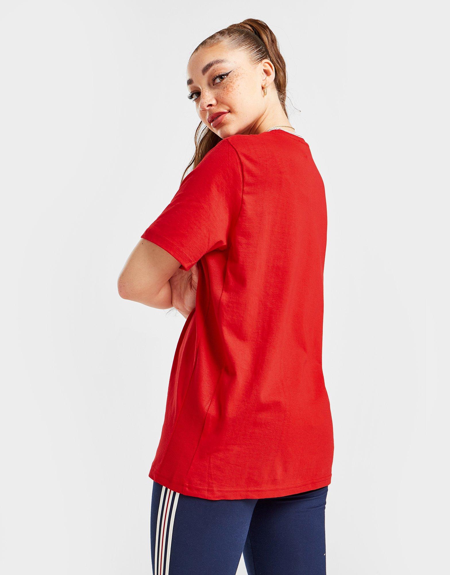 Dámske tričko FILA TRIČKO RIB PANEL BOYFRIEND TRIČKO ANGELICARED Červená