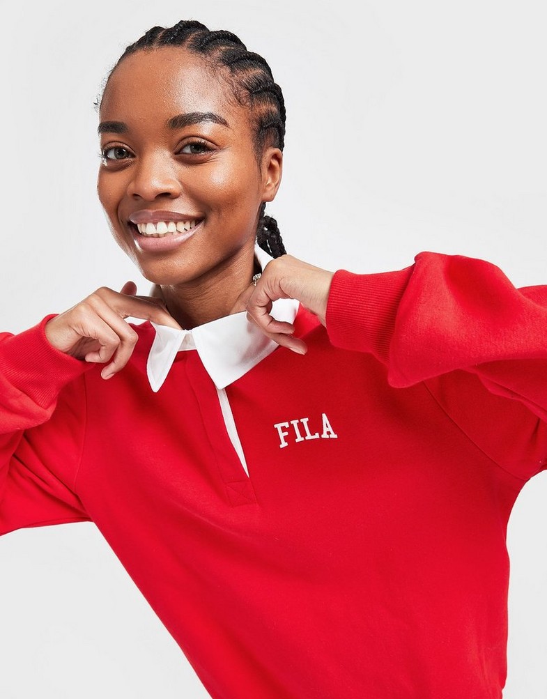 Női pulóver FILA COLLAR CREW SWEATSHIRT  AMALIARED Piros
