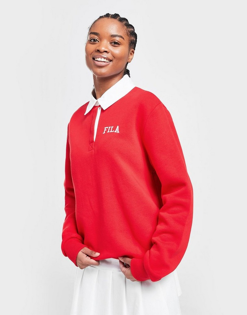 Női pulóver FILA COLLAR CREW SWEATSHIRT  AMALIARED Piros