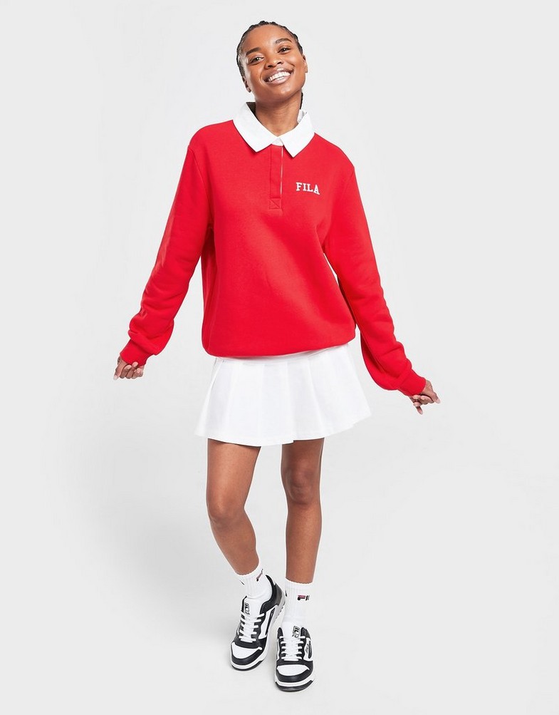 Női pulóver FILA COLLAR CREW SWEATSHIRT  AMALIARED Piros