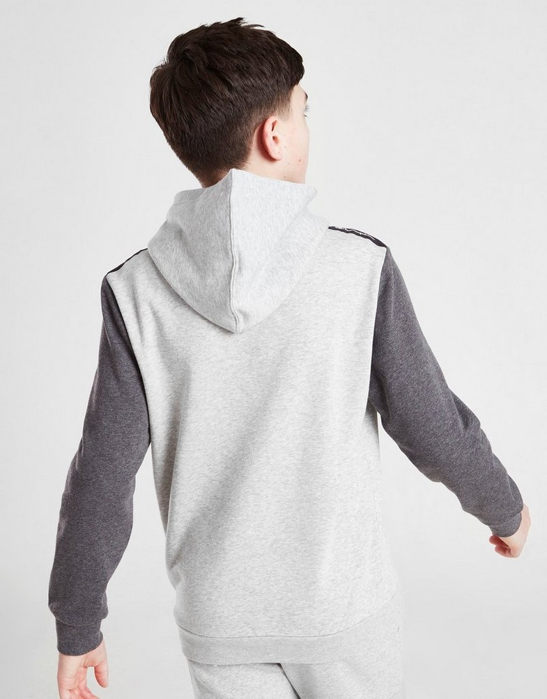 Detská mikina CHAMPION COLOUR BLOCK TAPE OVERHEAD HOODIE JUNIOR  306268EM006 Sivá