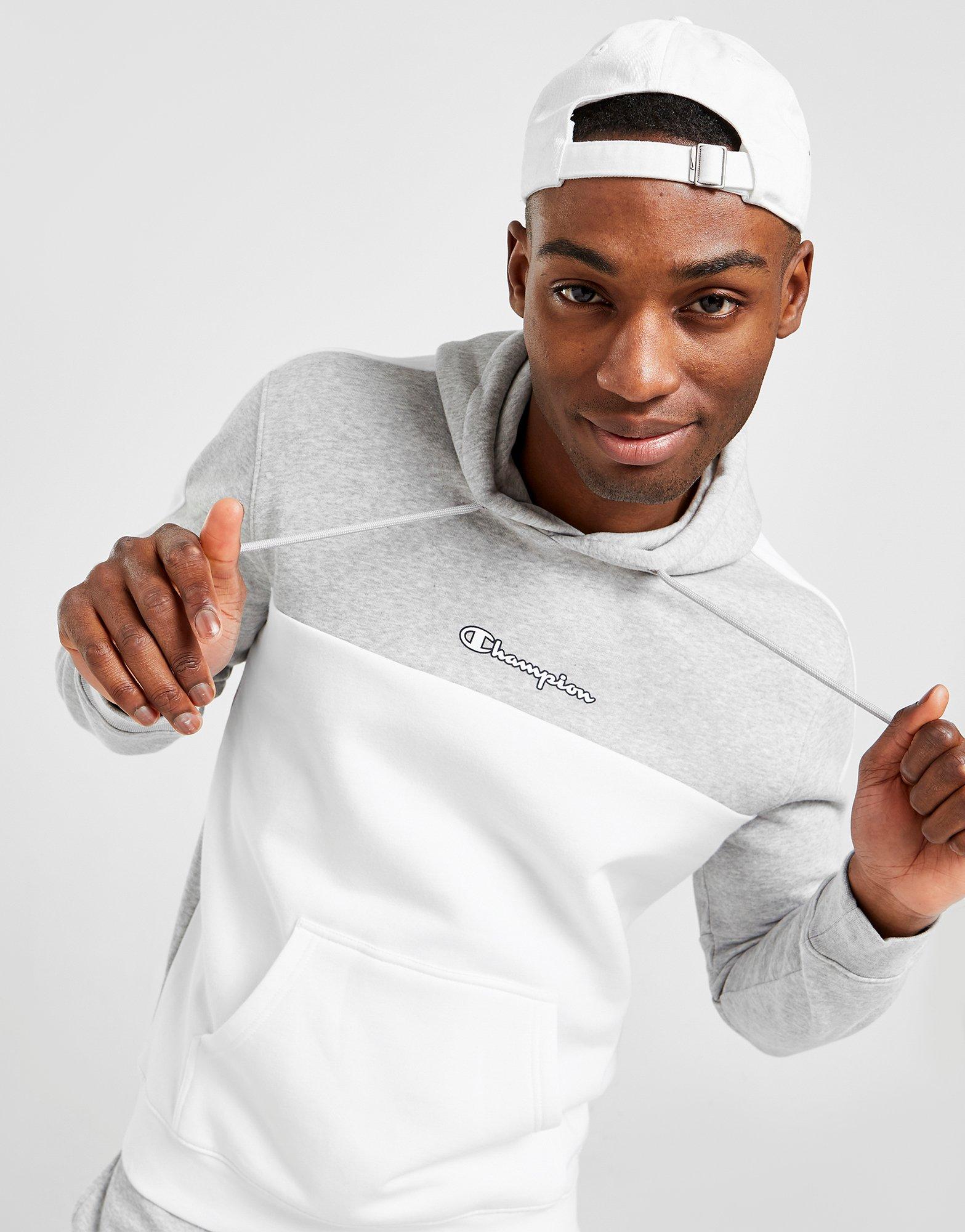 Bluză pentru bărbați CHAMPION COLOUR BLOCK OVERHEAD HOODIE  218427EM006 Alb