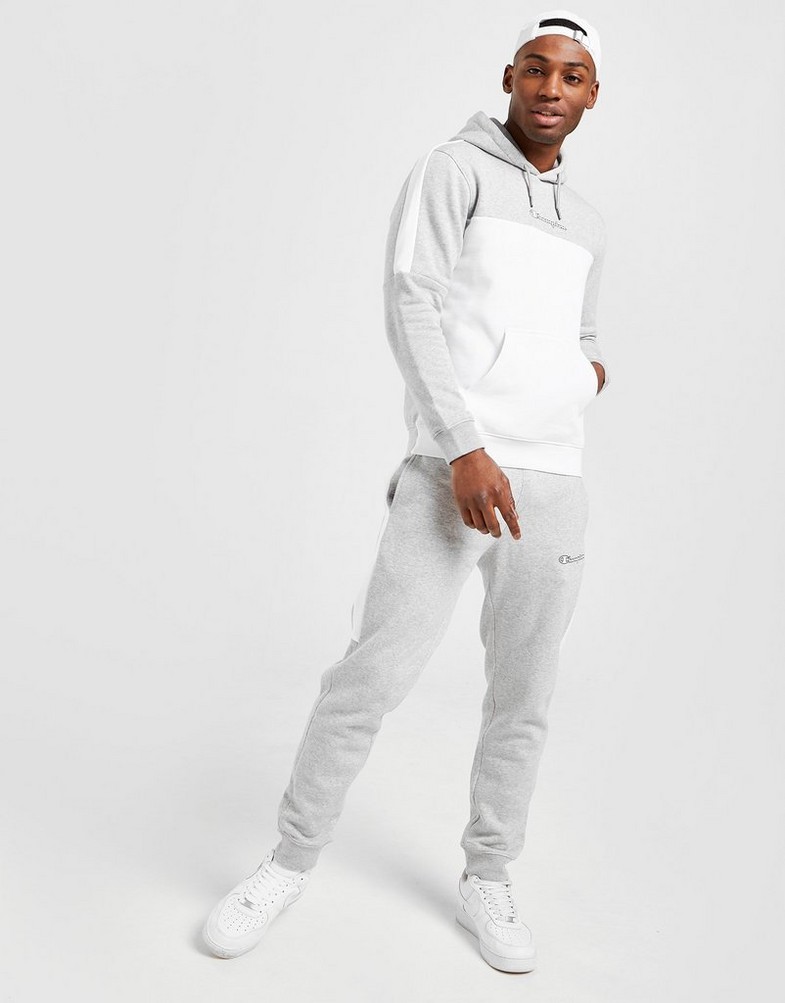 Bluza męska CHAMPION COLOUR BLOCK OVERHEAD HOODIE  218427EM006 Biały