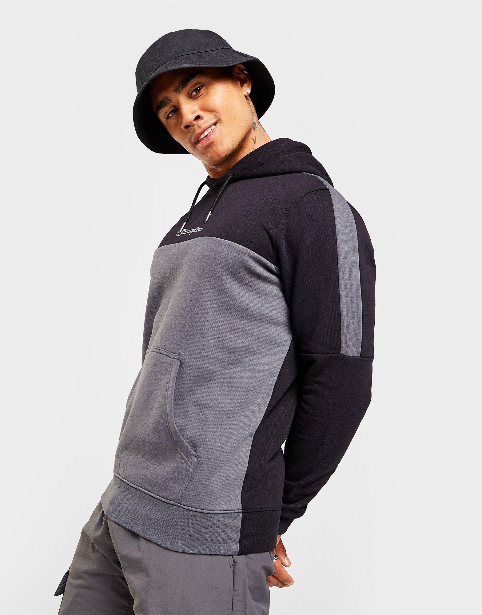 Pánska mikina CHAMPION COLOUR BLOCK OVERHEAD HOODIE  18427KK001 Čierna