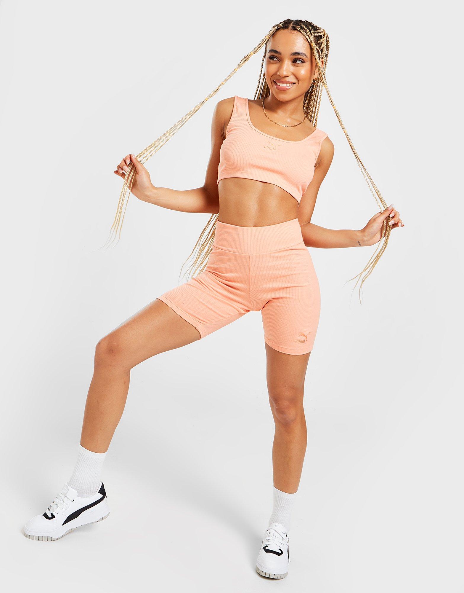 Moteriška sportinė liemenėlė Puma BRA Classic Ribbed Tight Shorts 53350728 Rožinė