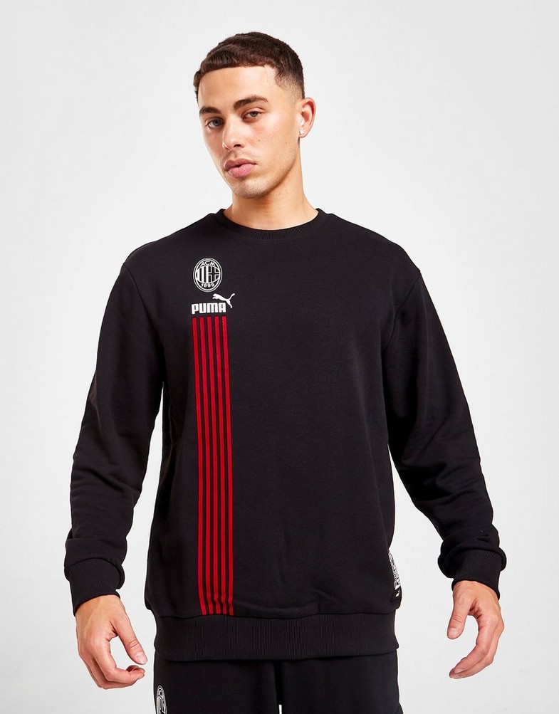 Koszulka, t-shirt męski PUMA KRÓTKI RĘKAW AC MILAN CULTURE CREW SWEATSHIRT 76760501 Czarny