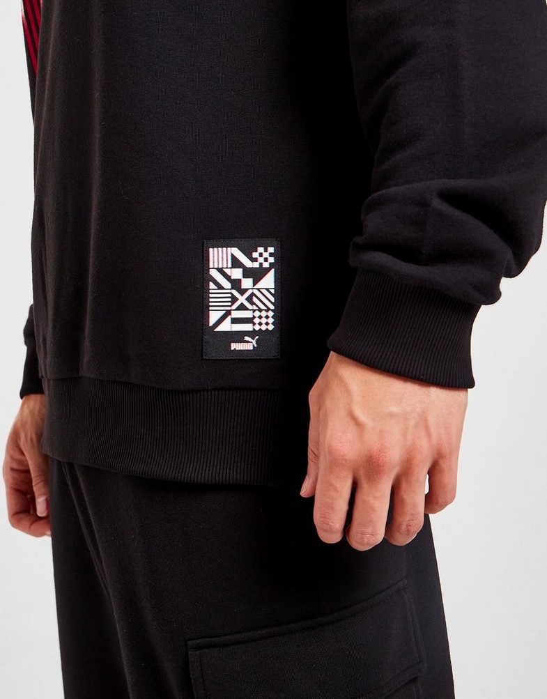Koszulka, t-shirt męski PUMA KRÓTKI RĘKAW AC MILAN CULTURE CREW SWEATSHIRT 76760501 Czarny