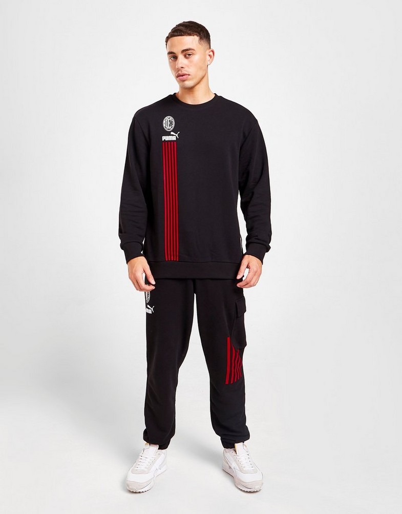 Koszulka, t-shirt męski PUMA KRÓTKI RĘKAW AC MILAN CULTURE CREW SWEATSHIRT 76760501 Czarny