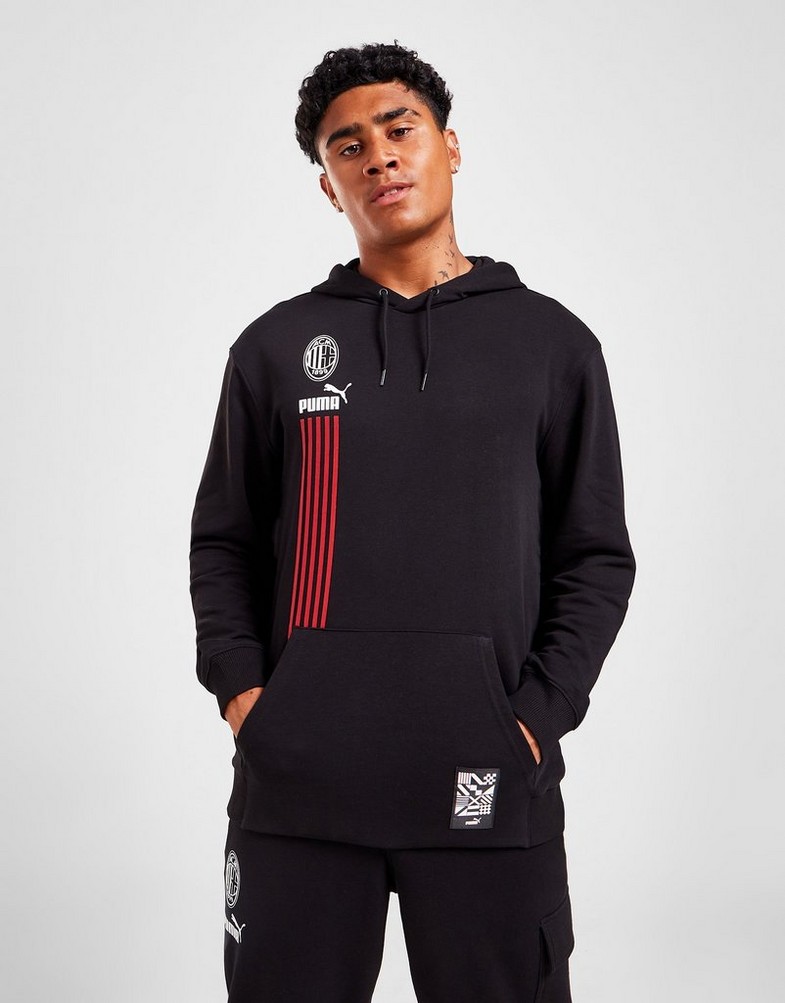 Koszulka, t-shirt męski PUMA KRÓTKI RĘKAW AC MILAN CULTURE HOODIE 76760601 Czarny