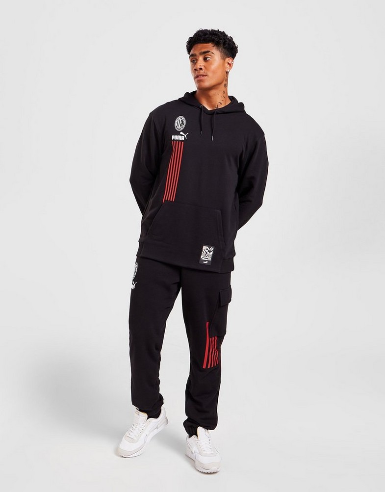 Koszulka, t-shirt męski PUMA KRÓTKI RĘKAW AC MILAN CULTURE HOODIE 76760601 Czarny