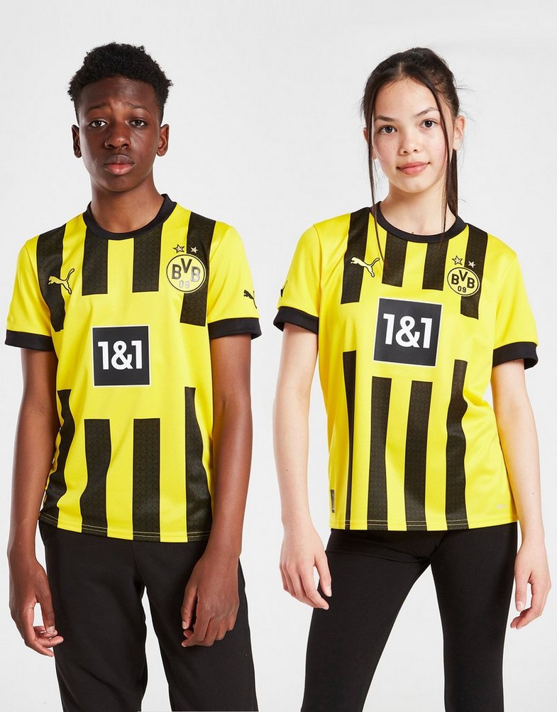 Komplet dresowy dziecięcy PUMA KOMPLET BORUSSIA DORTMUND 2022/23 HOME SHIRT JUNIOR 76589101 Złoty