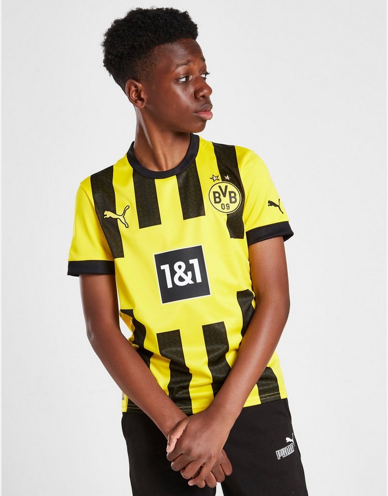Komplet dresowy dziecięcy PUMA KOMPLET BORUSSIA DORTMUND 2022/23 HOME SHIRT JUNIOR 76589101 Złoty