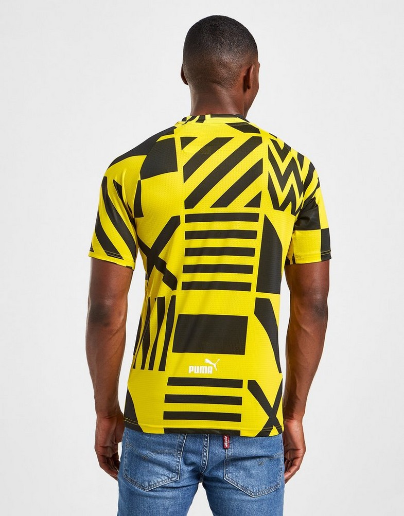 Koszulka, t-shirt męski PUMA KRÓTKI RĘKAW BORUSSIA DORTMUND PRE MATCH SHIRT 76765507 Złoty