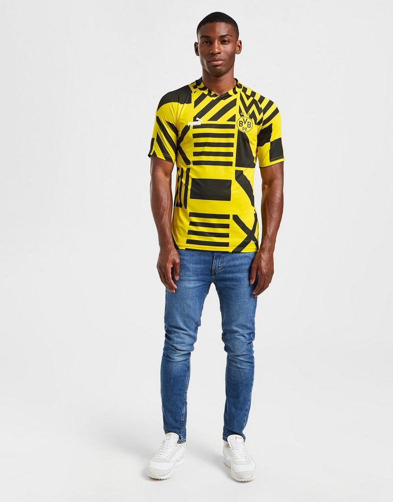 Koszulka, t-shirt męski PUMA KRÓTKI RĘKAW BORUSSIA DORTMUND PRE MATCH SHIRT 76765507 Złoty