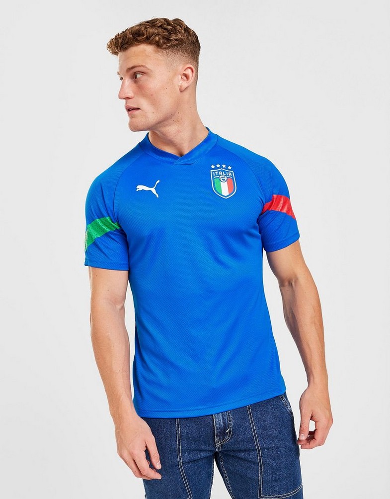 Koszulka, t-shirt męski PUMA KRÓTKI RĘKAW ITALY TRAINING SHIRT 76708003 Niebieski