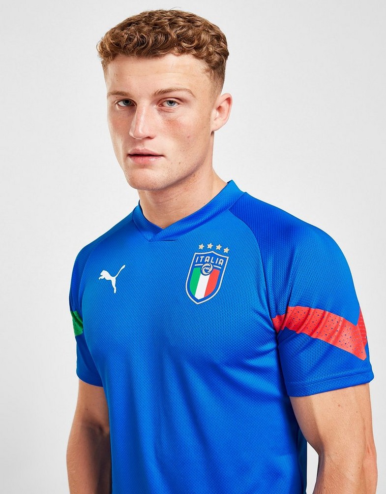 Koszulka, t-shirt męski PUMA KRÓTKI RĘKAW ITALY TRAINING SHIRT 76708003 Niebieski