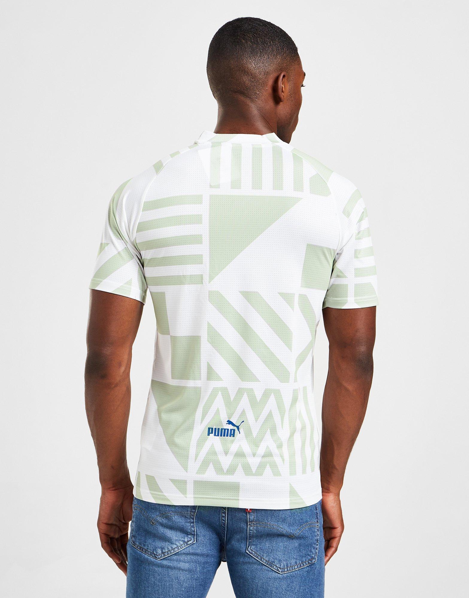 Koszulka, t-shirt męski PUMA KRÓTKI RĘKAW OLYMPIQUE MARSEILLE PRE-MATCH SHIRT 76726601 Biały