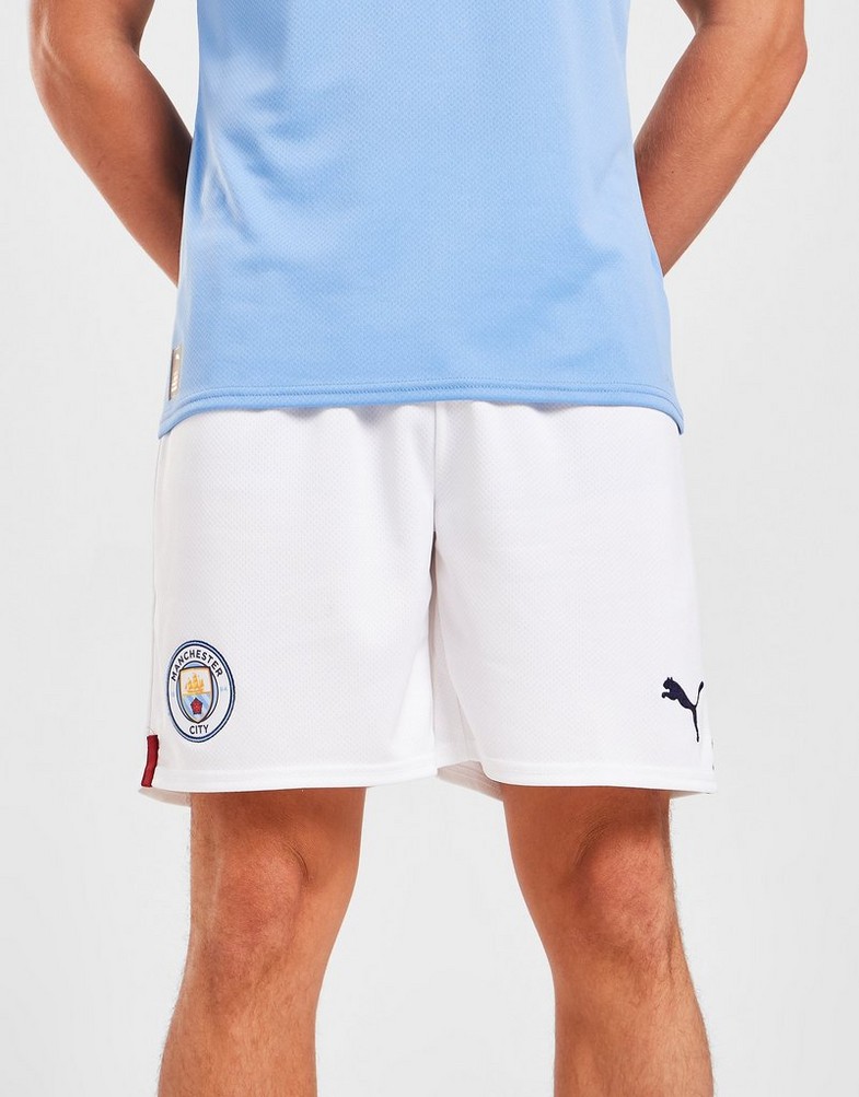 Krótkie spodenki, szorty męskie PUMA SZORTY MANCHESTER CITY FC 2022/23 HOME SHORTS 76575204 Biały
