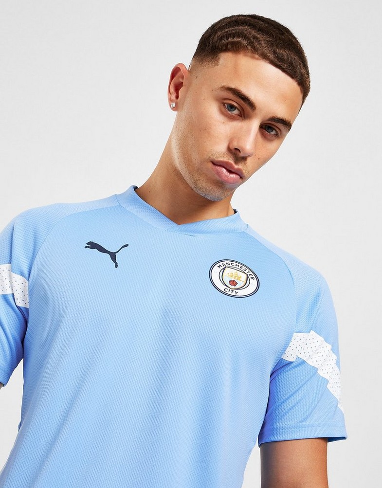 Koszulka, t-shirt męski PUMA KRÓTKI RĘKAW MANCHESTER CITY FC TRAINING SHIRT 76774812 Niebieski