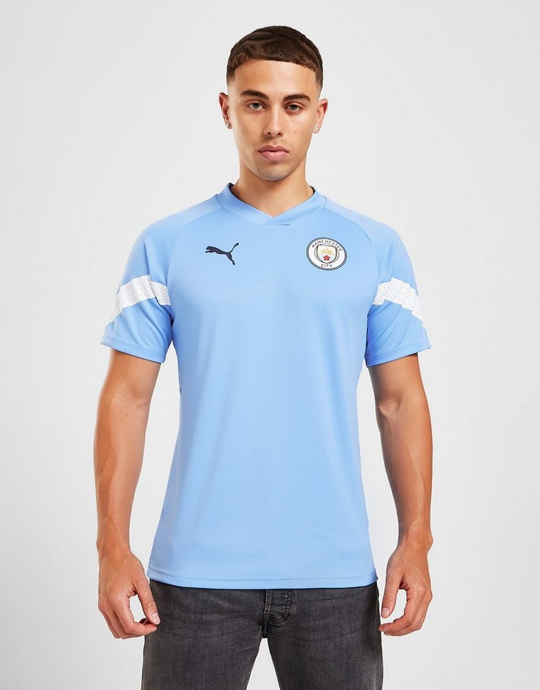 Koszulka, t-shirt męski PUMA KRÓTKI RĘKAW MANCHESTER CITY FC TRAINING SHIRT 76774812 Niebieski