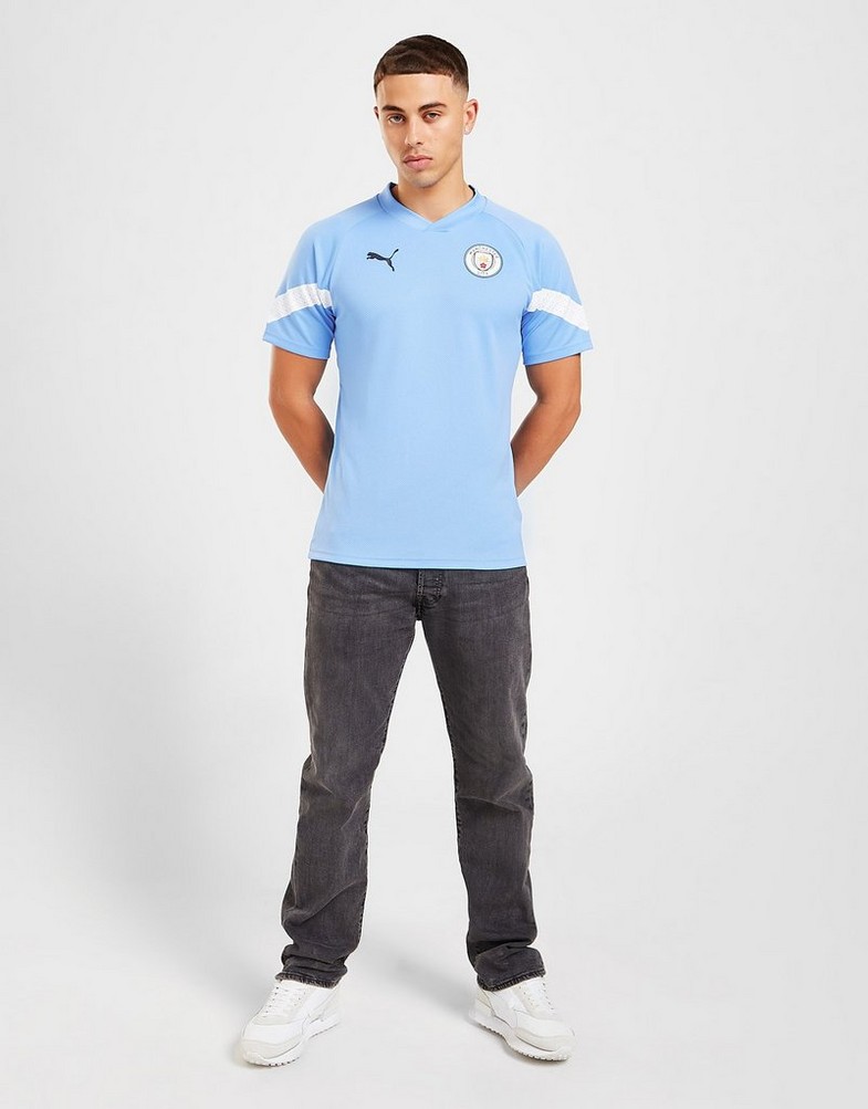 Koszulka, t-shirt męski PUMA KRÓTKI RĘKAW MANCHESTER CITY FC TRAINING SHIRT 76774812 Niebieski