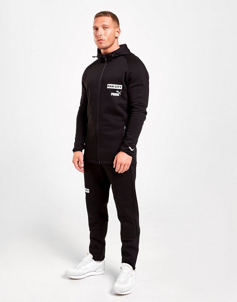 Koszulka, t-shirt męski PUMA KRÓTKI RĘKAW MANCHESTER CITY FC CASUALS HOODIE 76773716 Czarny