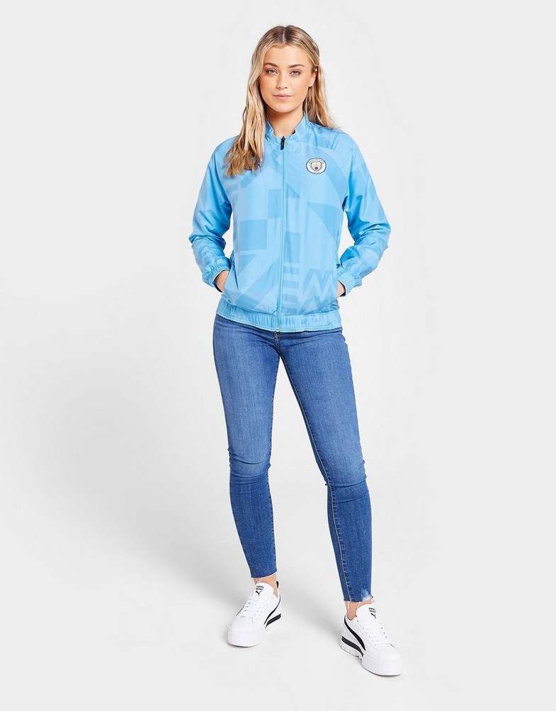 Koszulka, t-shirt męski PUMA KRÓTKI RĘKAW MANCHESTER CITY FC PRE-MATCH JACKET 76778310 Niebieski