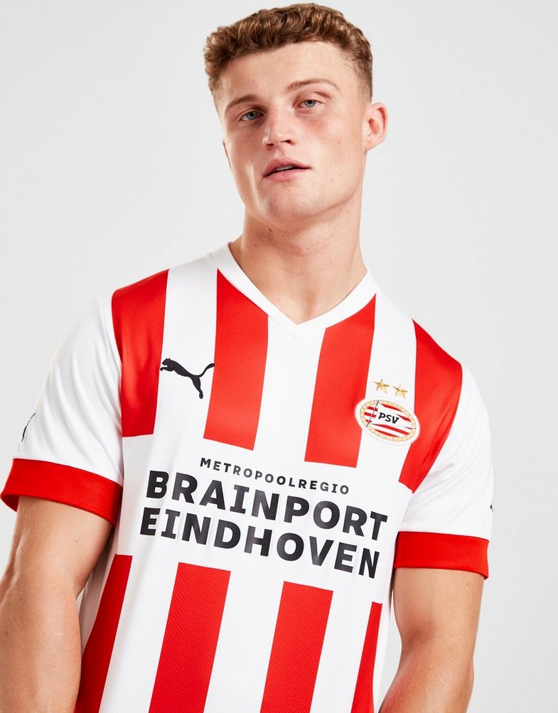 Koszulka, t-shirt męski PUMA KRÓTKI RĘKAW PSV EINDHOVEN 2022/23 HOME SHIRT 76603801 Czerwony