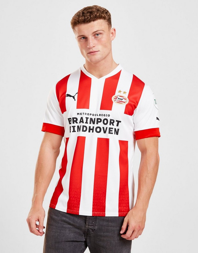 Koszulka, t-shirt męski PUMA KRÓTKI RĘKAW PSV EINDHOVEN 2022/23 HOME SHIRT 76603801 Czerwony