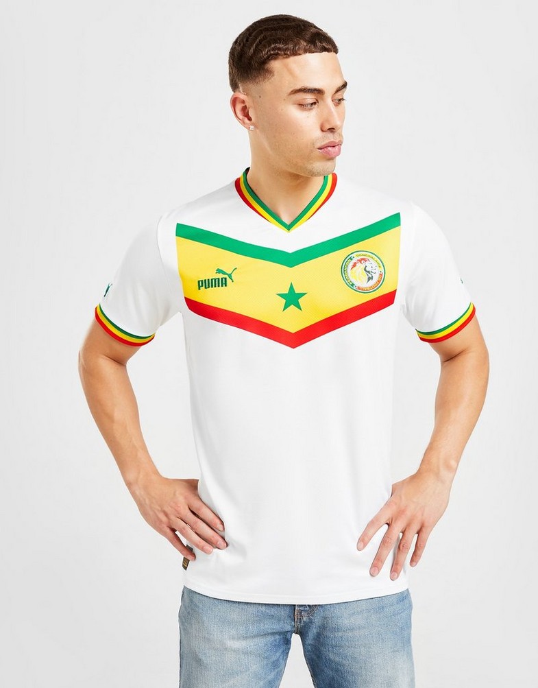 Koszulka, t-shirt męski PUMA KRÓTKI RĘKAW SENEGAL HOME SHIRT 2022/23 76569401 Biały