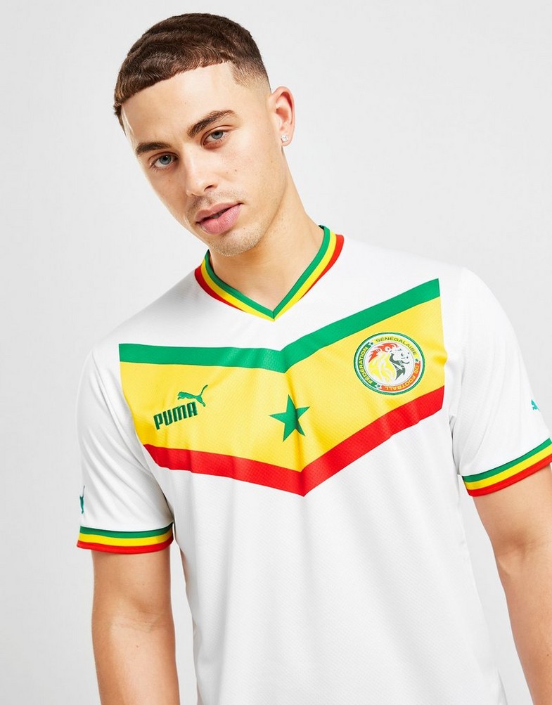 Koszulka, t-shirt męski PUMA KRÓTKI RĘKAW SENEGAL HOME SHIRT 2022/23 76569401 Biały