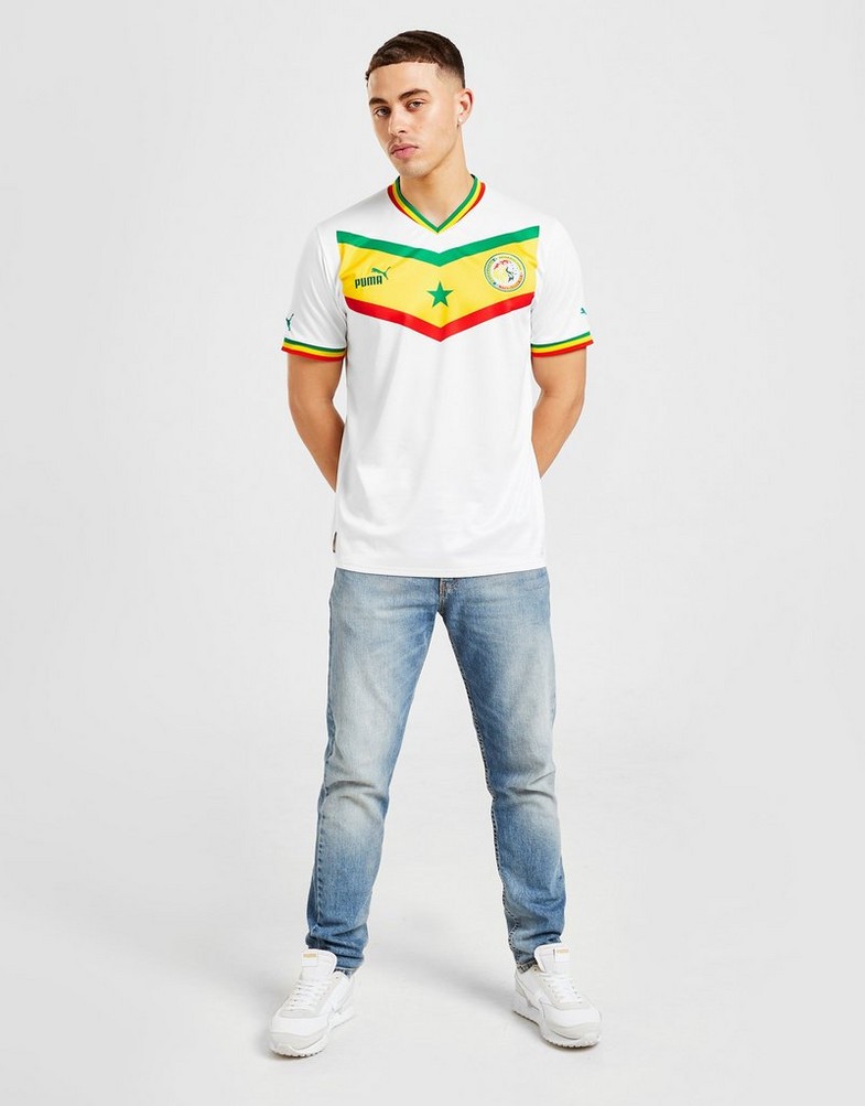 Koszulka, t-shirt męski PUMA KRÓTKI RĘKAW SENEGAL HOME SHIRT 2022/23 76569401 Biały