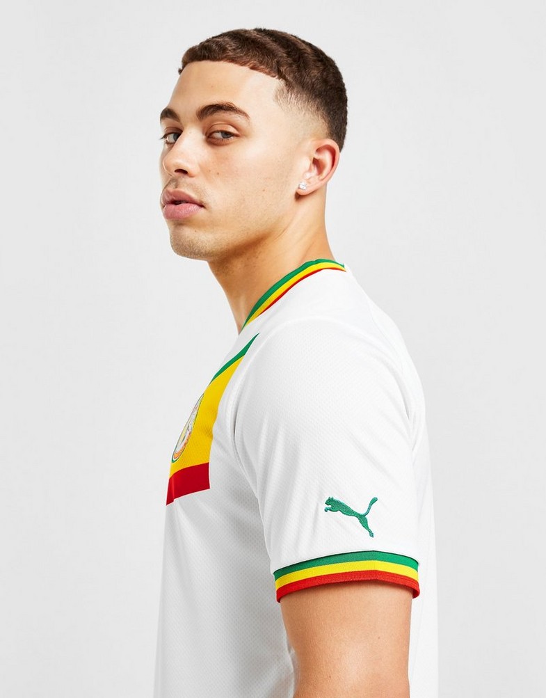 Koszulka, t-shirt męski PUMA KRÓTKI RĘKAW SENEGAL HOME SHIRT 2022/23 76569401 Biały