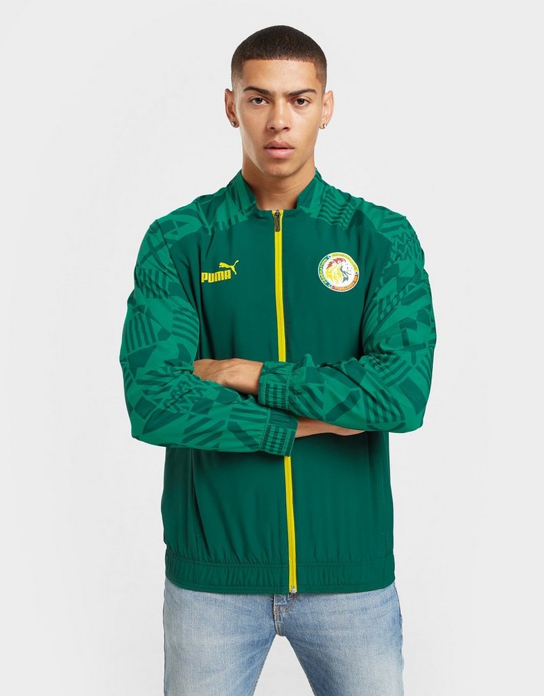 Koszulka, t-shirt męski PUMA KRÓTKI RĘKAW SENEGAL PRE MATCH JACKET 76745003 Zielony