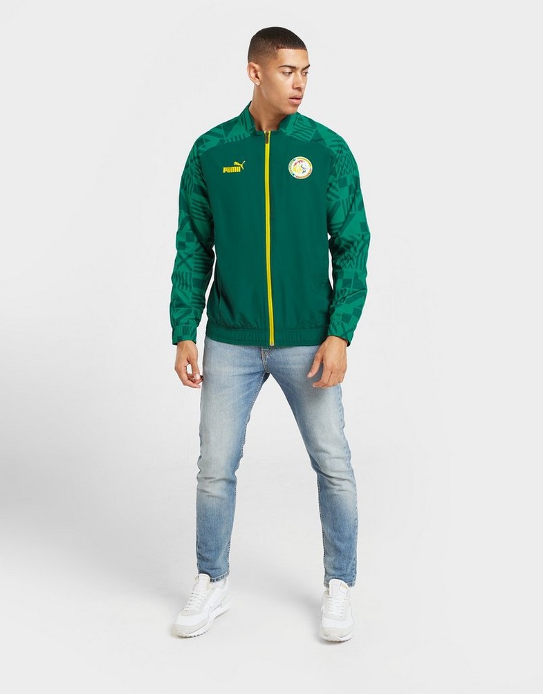 Koszulka, t-shirt męski PUMA KRÓTKI RĘKAW SENEGAL PRE MATCH JACKET 76745003 Zielony